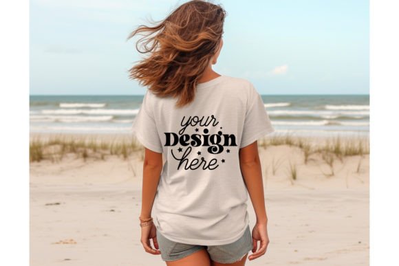 Back Natural Bella Canvas 3001 Mockup 44 Graphics T-Shirts