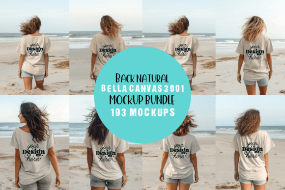 Back Natural Bella Canvas 3001 Mockup Graphics