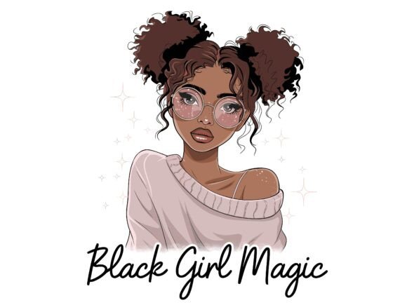 Black Girl Magic Natural Curls Glasses Graphics