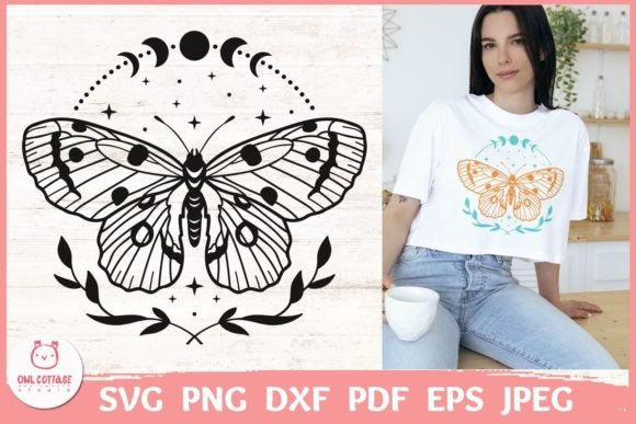 Butterfly and Moon Phases SVG Cut File