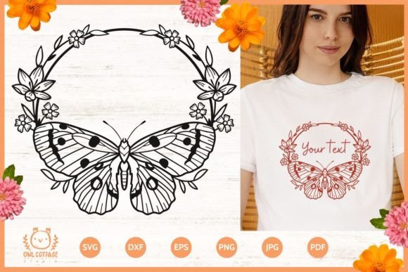 Butterfly Floral Monogram SVG Cut File for Graphics and T-Shirt Designs