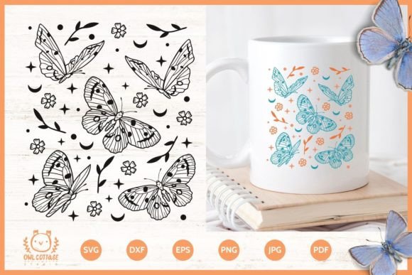 Flying Butterflies Pattern SVG Cut File: Graphics for T-Shirt Designs